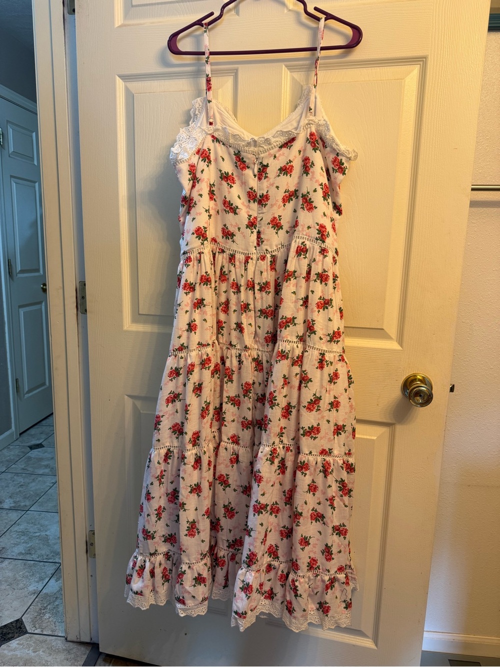 JessaKae Madeline Rosy Lace Maxi Dress with Lace Trim 2X - Picture 6 of 11